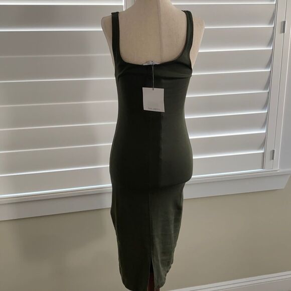 Zara jersey body con midi dress sz M green NWT - Picture 3 of 9